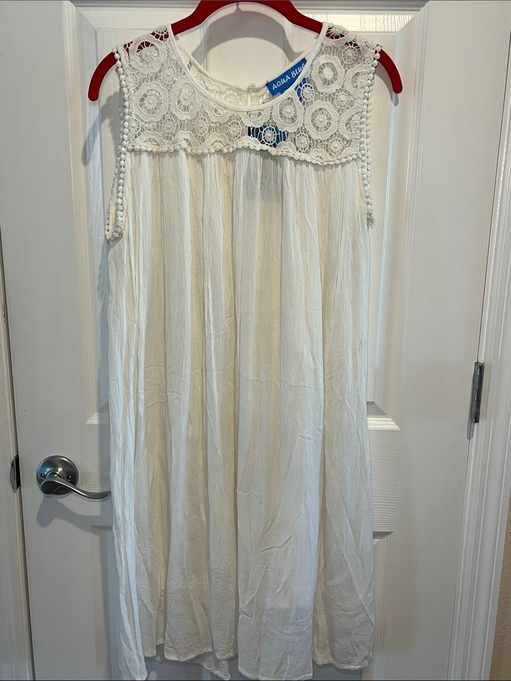 White Crochet Yoke Sleeveless Sundress